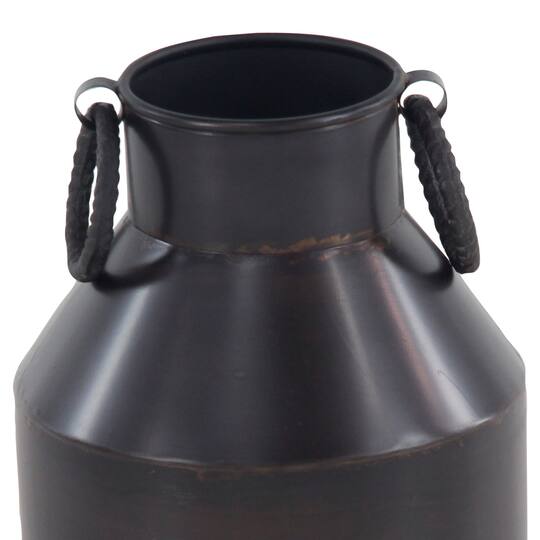 Dark Brown Metal Rustic Vase, 12" x 8" x 8"